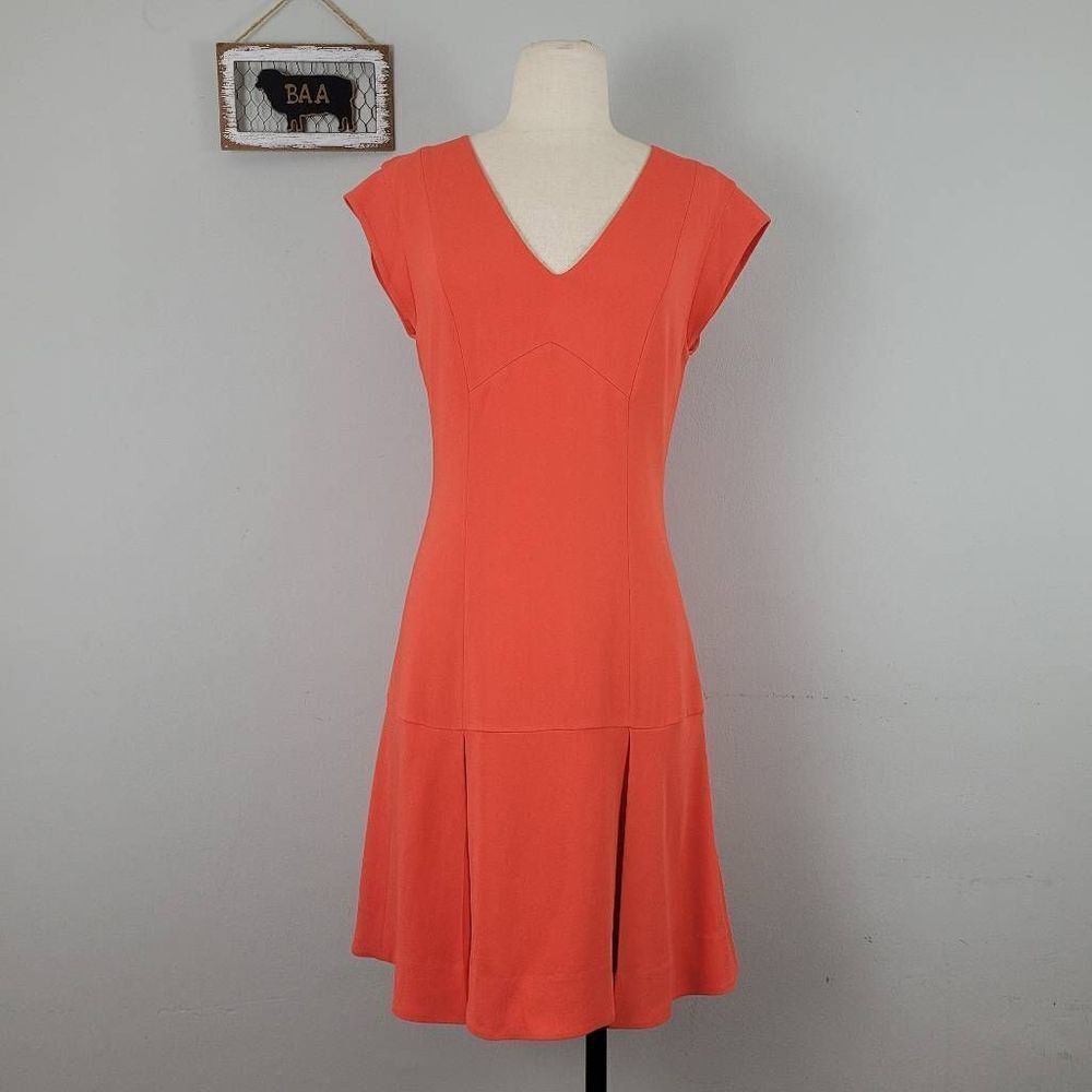 Rebecca Taylor Dropped Skirt‎ V-Neck Sheath Dress Sz 6 Sleeveless Flounce Office